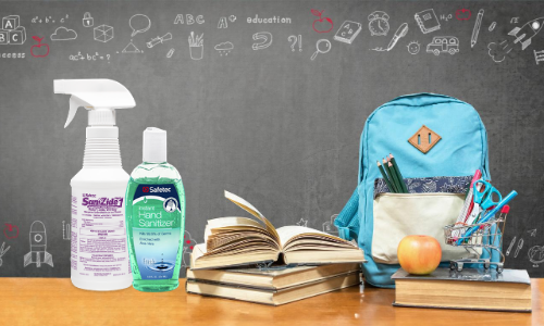 Back to school with sanitizer and disinfectant