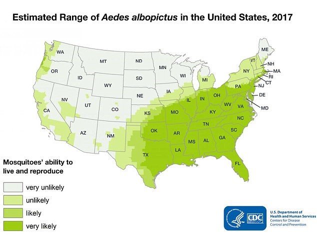 Estimated range of Aedes aegypti and Aedes albopictus on US Tribal lands, 2017 Maps